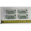 Image 2 : (4) 1973 Bank of Canada "Uncut" One Dollar Sheet.