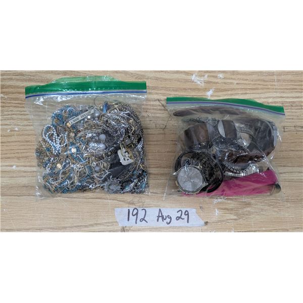 1 bag mixed watches, with one bag necklaces etc.