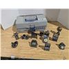 Image 1 : Small Brass Pencil Sharpeners in Plastic Tackle Box