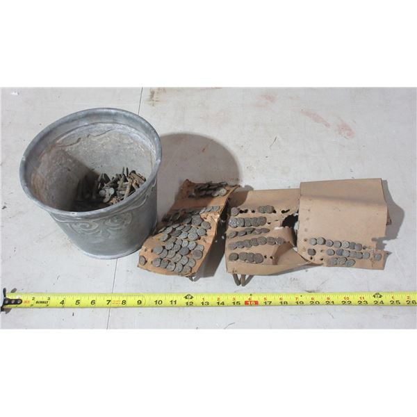Vintage Numbered Railroad / Utility Nails in Metal Bucket