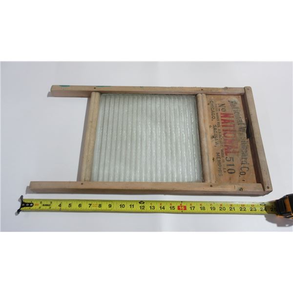 Antique “National” Wooden/Glass Washboard