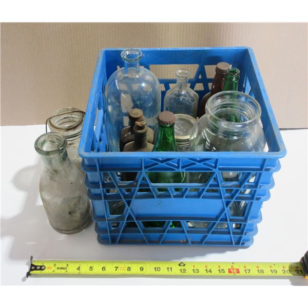 Assorted Glassware lot in Plastic Crate