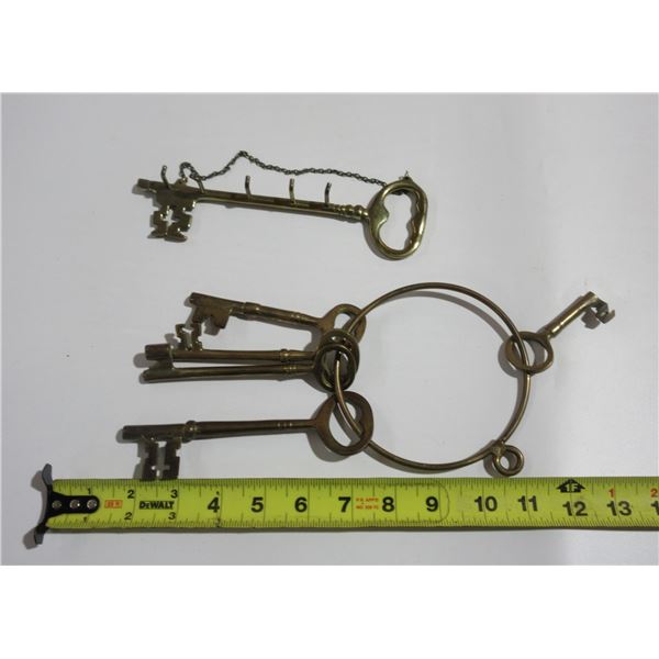 Brass Keys on Ring, Hanging Key Holder