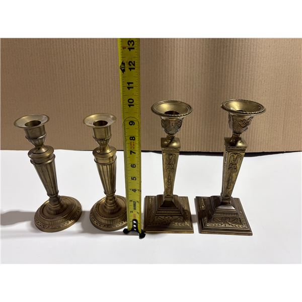 (2) Pair of Brass Candle Holders - 2.8kg total