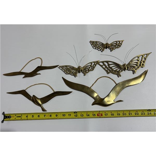 Lot of Brass Bird & Butterfly Décor