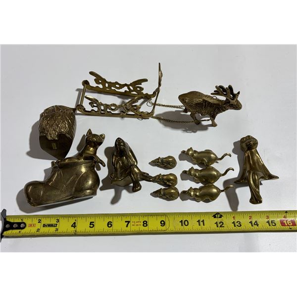 Brass Animal Figurine Lot - 2kg total