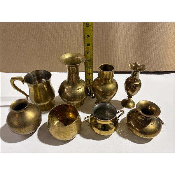 Lot of Mini Brass Vases, Jugs, etc. – 2.6kg total