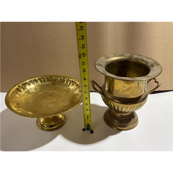Brass Footed Bowl & Handled Urn – 1.9kg total