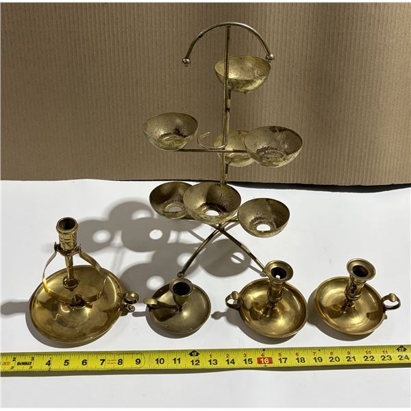 Lot of Brass Candle Holders etc. – 1.85kg total