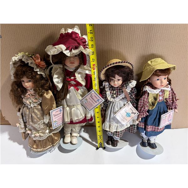 (4) Vanessa Porcelain Dolls w/ Certificate