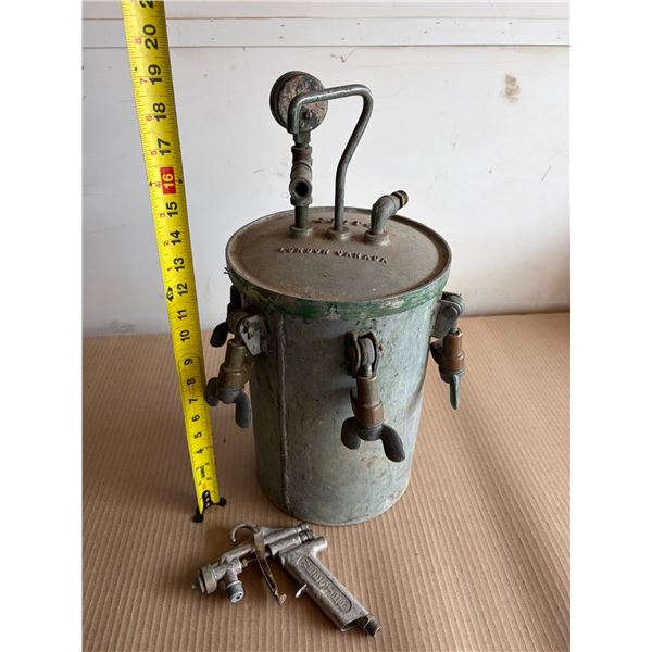 Vintage Webster Paint Pressure Pot Tank & Spray Gun