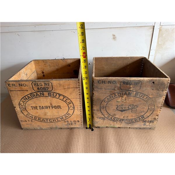 (2) Vintage Wooden Canadian Butter Saskatchewan Crates – The Dairy Pool & Co-Op