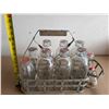 Image 1 : Lot of Vintage Glass Dairy Bottles w/ Metal Carry Tray