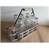 Image 7 : Lot of Vintage Glass Dairy Bottles w/ Metal Carry Tray