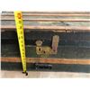 Image 3 : Vintage Flat-Top Canvas & Wood Steamer Trunk – 13.5”H x 35.5”L x 19.5[x=#