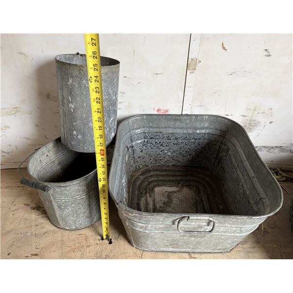 (3) Galvanized Metal Items Lot