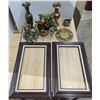 Image 1 : Home Decor- Picture frames (26x16"), brass vases, candle holder, etc