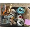 Image 1 : Crafting Supplies.  Includes a variety of decorative gravel/pebbles, vases, burlap, corkboard, steel