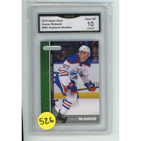 2015 NHL UD Parkhurst MCDAVID Rookie Card #PR1 – Graded GMA 10