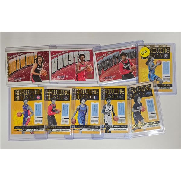 (9) 2023-24 NBA Arriving Now and Greetings Rookie Cards