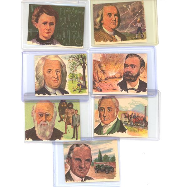 (7) 1965 Bancroft Tiddlers Cards inc. Curie, Darwin, Franklin