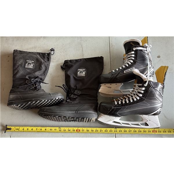 Snowlion Snow Shoes Size 10 and Bauer Skies Boot Size 13.5.
