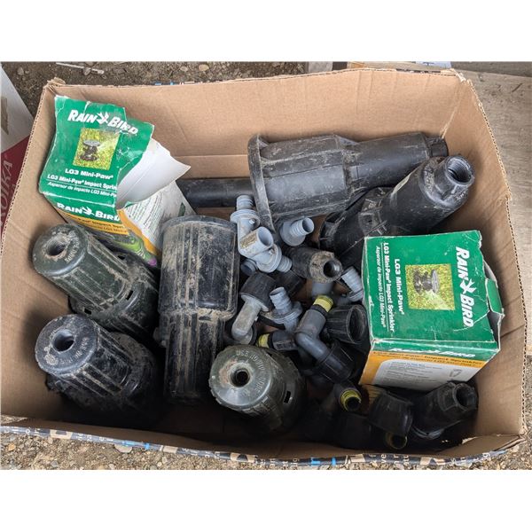 Rainbird irrigation lot, sprinklers and fittings, etc