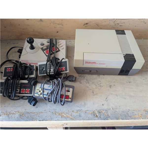 Vintage Nintendo (NES) w/ Advantage Joystick and (4) Controllers – Not Tested