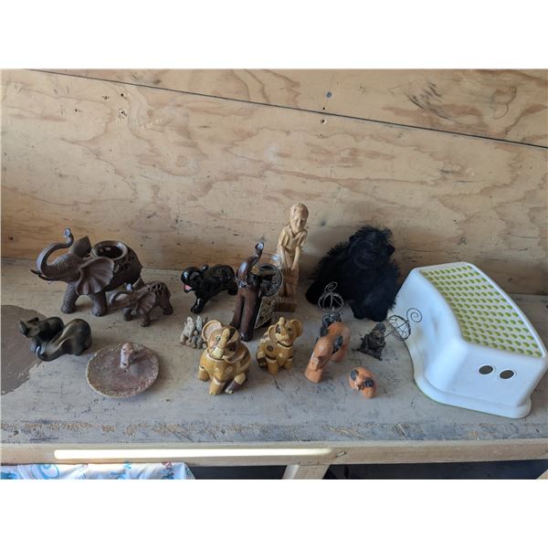 Misc. Lot – Home Décor, Figurines, Stool, etc.