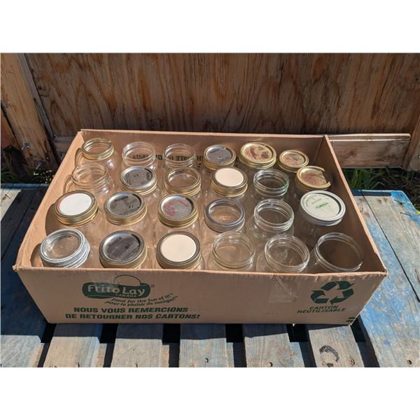 Box of (24) 1qt Glass Jars inc. Wide Mouth, Regular, Gem, etc.