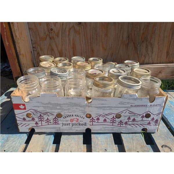 Box of Canning Jars & Lids (Approx. 44 in Total) inc. Vintage, Gem, etc.