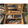 Image 1 : Wooden carpenter tool chest, with tools