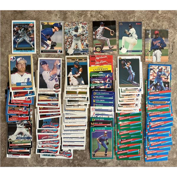 Lot of 95 different Montreal Expos Baseball Cards.