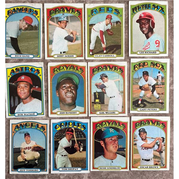 1972 Topps Baseball lot of 12 different cards