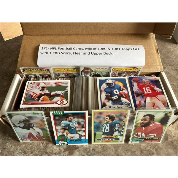 NFL Football Cards. Mix of 1980 & 1981 Topps NFL with 1990s Score, Fleer and Upper Deck.