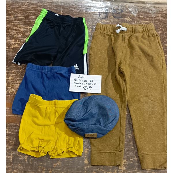 Boys Pants size 6-8, short Size 3/4 and 1 hat