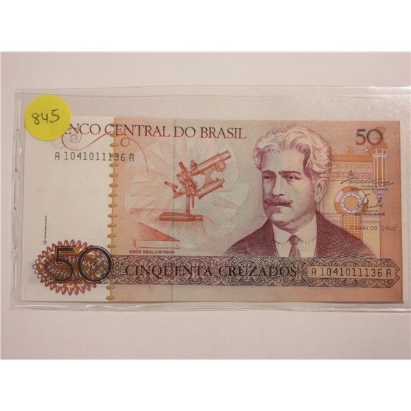 Brazil. Central Bank of Brazil. ND (1986 – 1988) 50 Cruzados. Uncirculated.