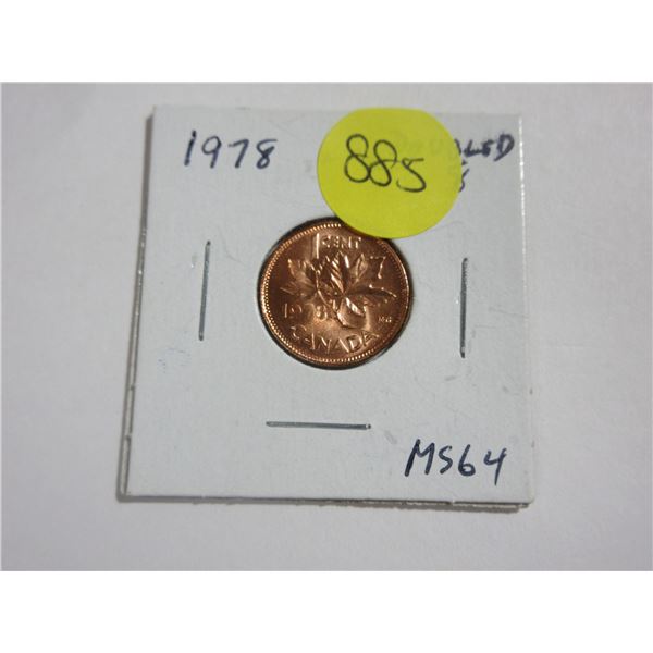 1978 Small Cent with Doubling of the 8 in the date. MS64 Red.