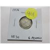 Image 1 : 1936 Canadian Silver 10 Cents. The last issue of King George V. VF30 with 6 Pearls.