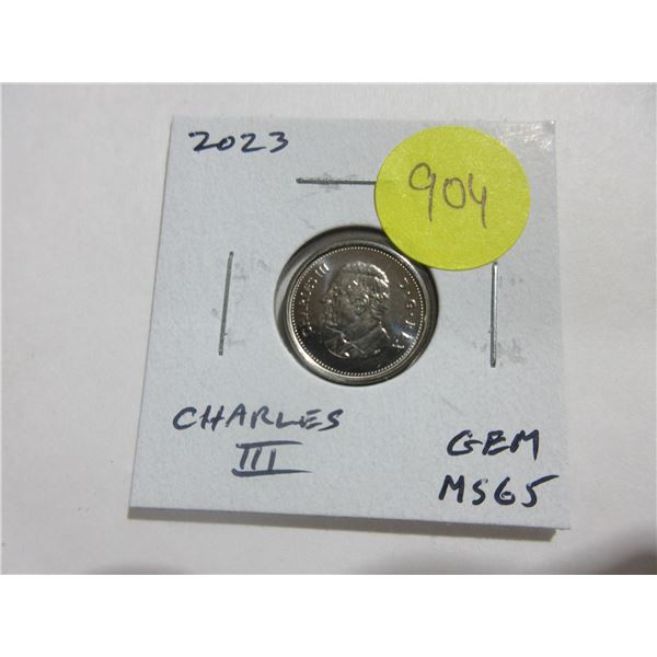 2023 King Charles III 10 Cents. The first issue of the new king. Gem Uncirculated MS-65.