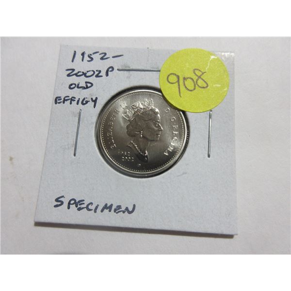 1952 – 2002P Old Effigy 25 Cents. Specimen-66. Bright White.