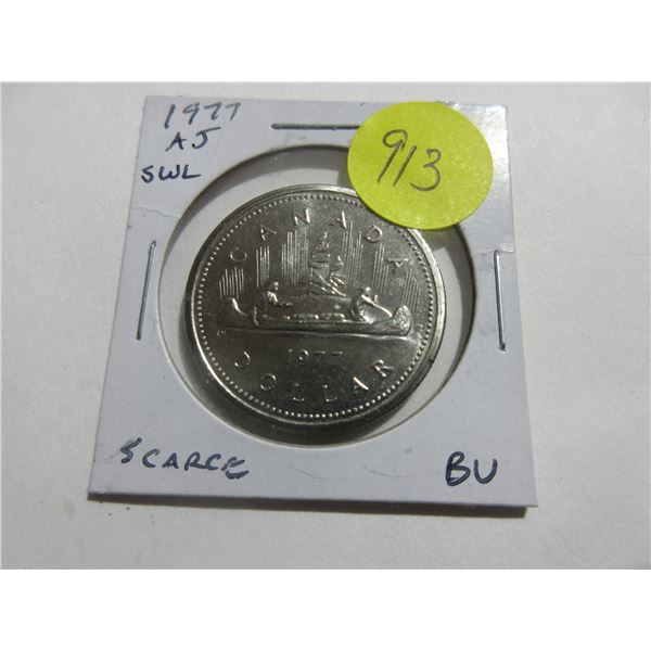 1977 Attached Jewels Short Water Lines Nickel Dollar. BU. Scarce.