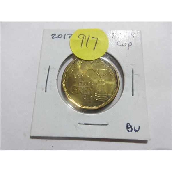 2012 Grey Cup Loonie Dollar. Commemorates the 100th Grey Cup. BU.