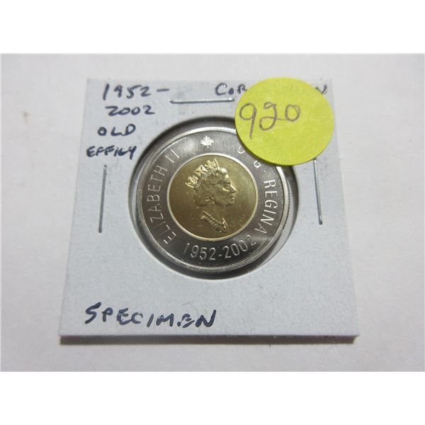 1952 – 2002 Coronation $2 Toonie with Old Effigy. Specimen-66.