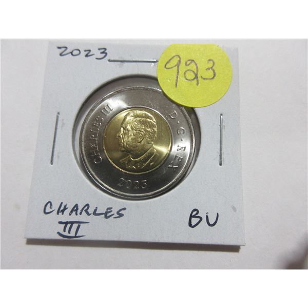 2023 King Charles III $2 Toonie. The first issue of the new king. BU.
