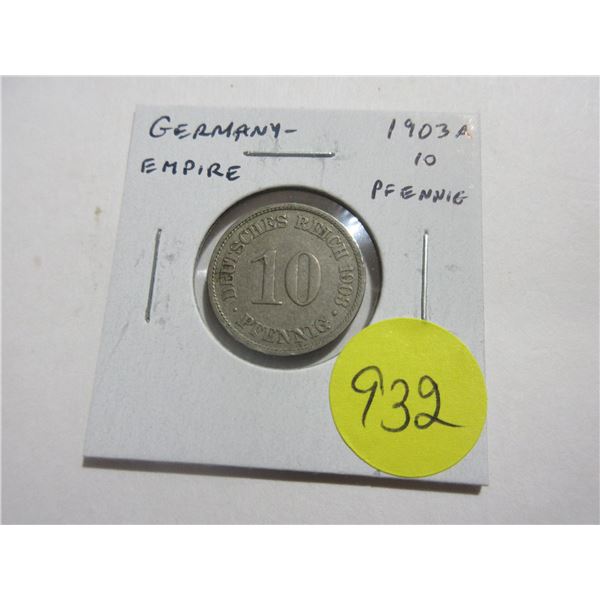 Germany – Empire. 1903A 10 Pfennig. Berlin Mint. Fine+.
