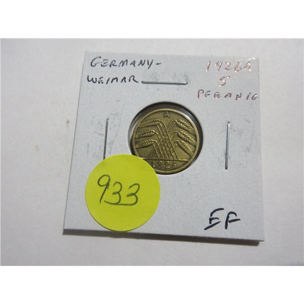 Germany – Weimar Republic. 1926A 5 Pfennig. Berlin Mint. EF.