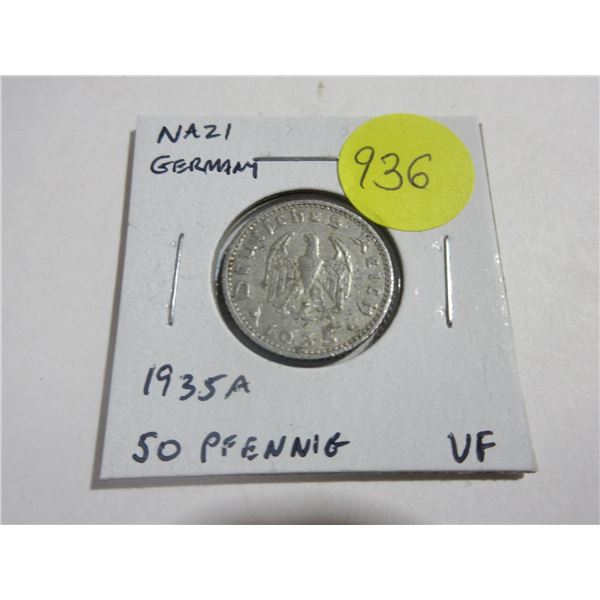 Nazi Germany. 1935A 50 Reichspfennig. VF.