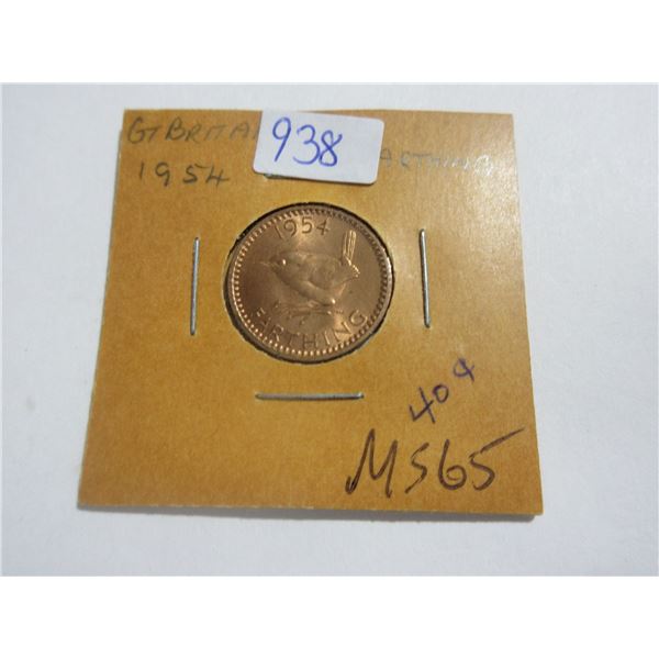 Great Britain. 1952 Farthing. The last farthing for King George VI. Gem Uncirculated MS65 Red.