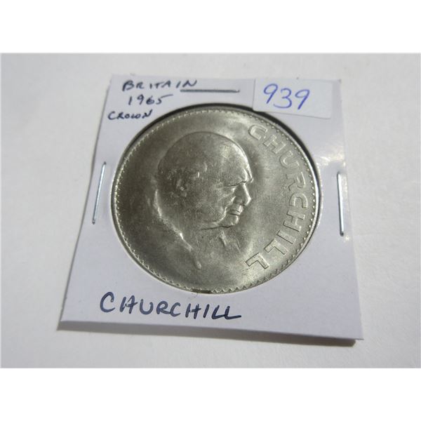 Great Britain. 1965 Winston Churchill Crown. The first commoner on a British coin. AU.